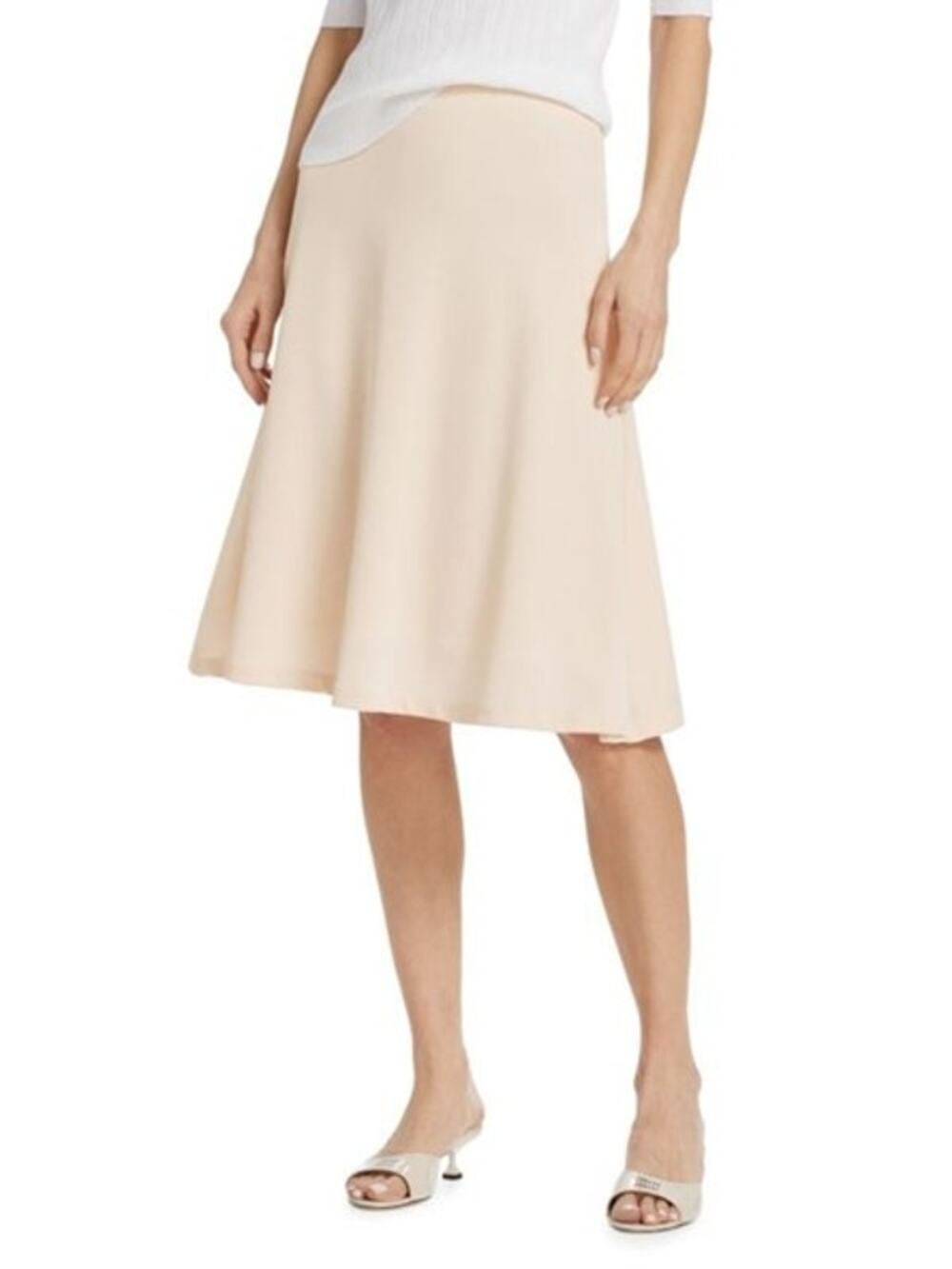 NWT Vince Knee Length Crepe A-Line Skirt in 105 Bone Size Large